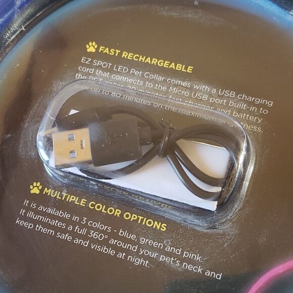 LED Pet Collar Rechargeable Blue Light Up  led EZ Spot LED Pet Collar Do… - Picture 3 of 8